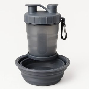 22 Collapsible Silicone Dog Water Bottle Bowl Combo for Easy Storage