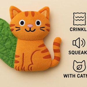 27 Crinkle Squeaky Plush Cat Toy with Catnip for Playful Kittens and Cats