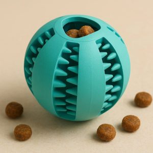 Interactive Rubber Treat Dispensing Ball for Dog Mental Stimulation